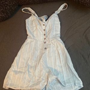 Xs light blue romper with white stripes
